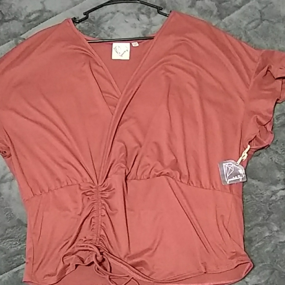 Ruffle Sleeve Ruched Top - Picture 2 of 4
